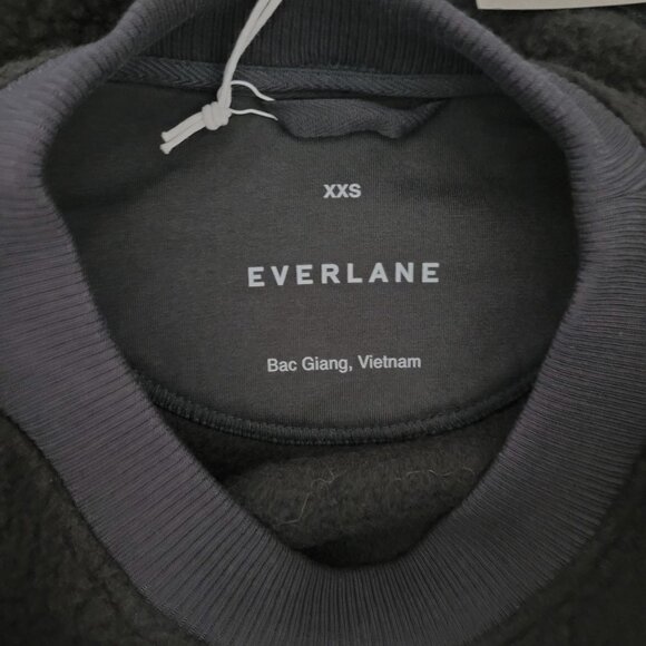 Everlane The ReNew Fleece Oversized Crew Sweater Womens Size XXS Black NWT - Picture 5 of 8